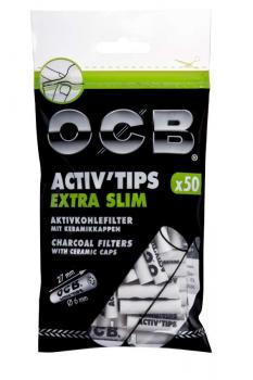 OCB Activ Tips Aktivkohlefilter mit Keramikkappen Extra Slim 6mm 50st. im Beutel